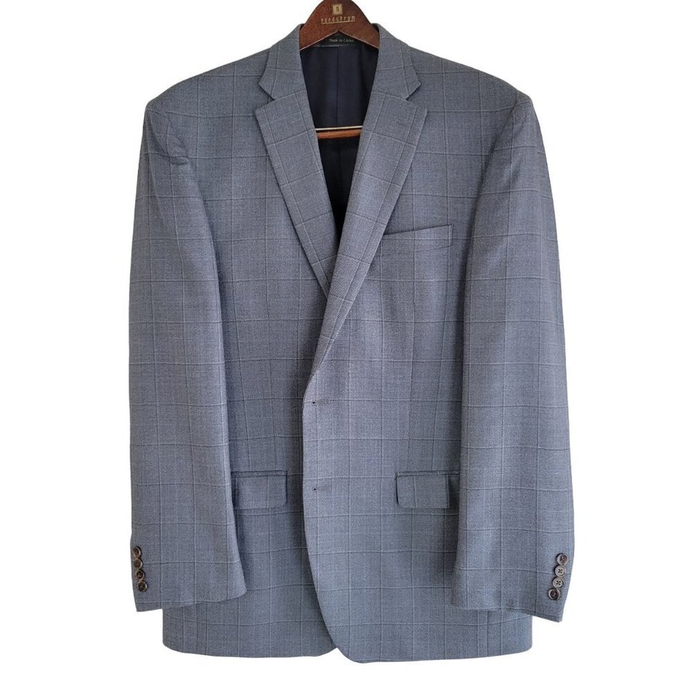 Lauren Ralph Lauren Men's Windowpane Blue Sport Coat 44L